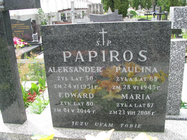 Edward Papiros 1934 Białystok św. Rocha - Grobonet - Wyszukiwarka osób pochowanych