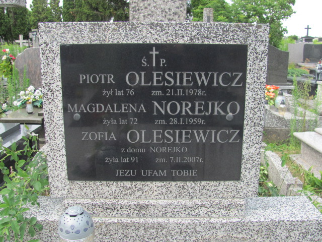 Zofia Olesiewicz Białystok św. Rocha - Grobonet - Wyszukiwarka osób pochowanych
